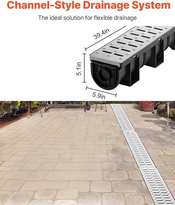VEVOR Trench Drain System 3 Pack, Channel Drain - Image 2