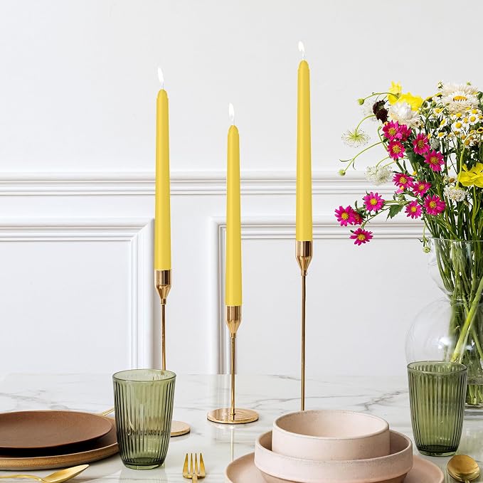 LYOBATH 30 Pack Yellow Taper Candles - Image 4