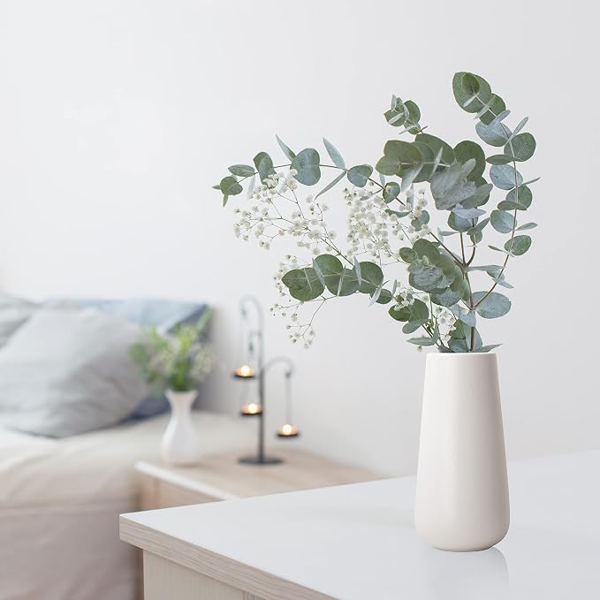 D'vine Dev 8 Inch Ceramic Flower Vase Textured Finishing, Minimalist Design - Image 6