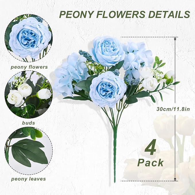 4 Packs Peonies Artificial Flowers - Image 4