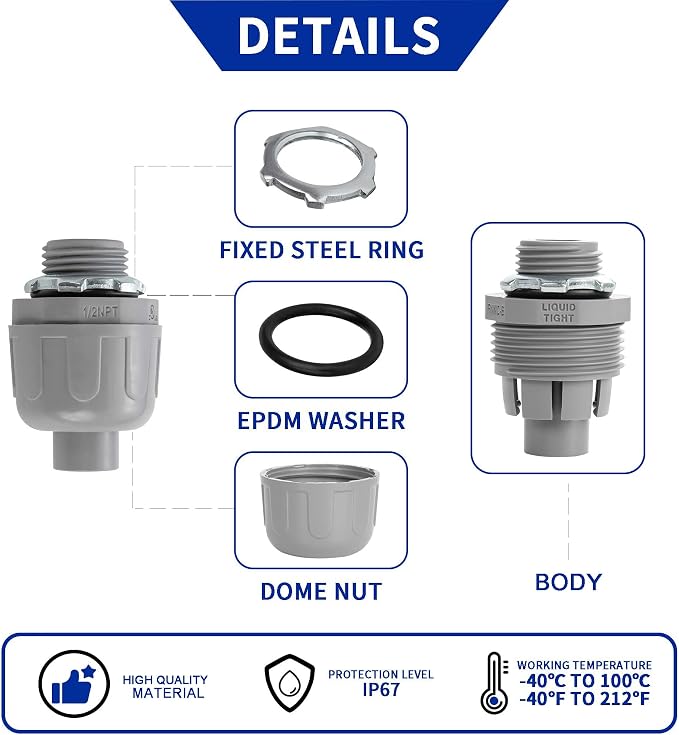 Yariwiz 1/2 Plastic Liquid Tight Conduit Coupling - Image 3
