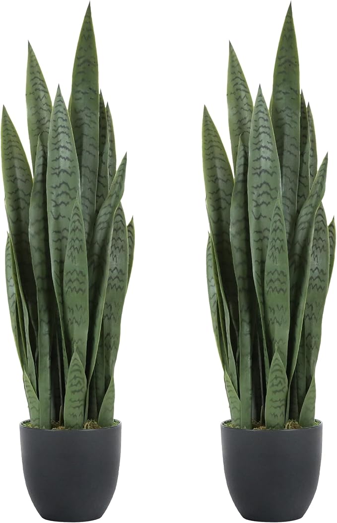 Worth Garden 3ft Artificial Snake Plant Fake Sansevieria Indoor Outdoor by WORTH