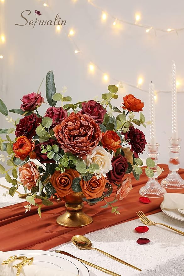 Serwalin 2PCS Artificial Flowers Orange Marigold Fall Flowers - Image 4