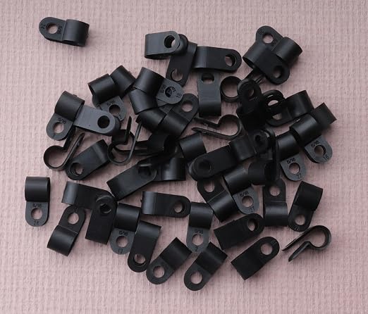 SOWAKA 50 Pcs Cable Clamp 1/8 Black R Type Nylon Screw Mounting Cable Fastener - Image 3