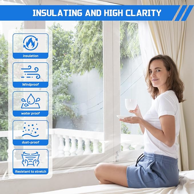 Adjustable Window Insulation Kit 63x87 Cuttable 180μm Transparent Film - Image 2