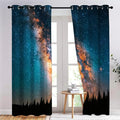 Galaxy Forest Curtains, Forest Silhouette Blackout Curtains 96 Inch Long by Unknown