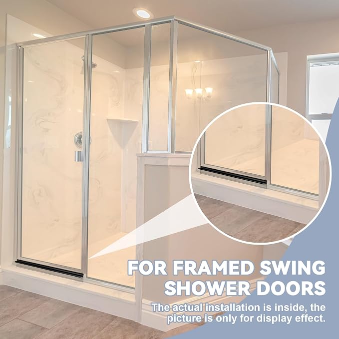 Hicarer 2 Pcs 30'' Chrome Framed Shower Door Replacement Drip Rail - Image 5