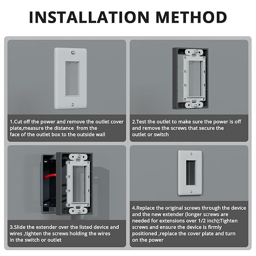 ABS 1/2 Inch Outlet Box Extender, Single Gang, 8 Pack | Single Gang Outlet Box - Image 6