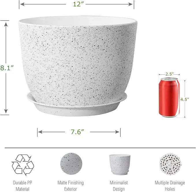UOUZ 12inch Large Plant Pot, Modern Plastic Planter - Image 2
