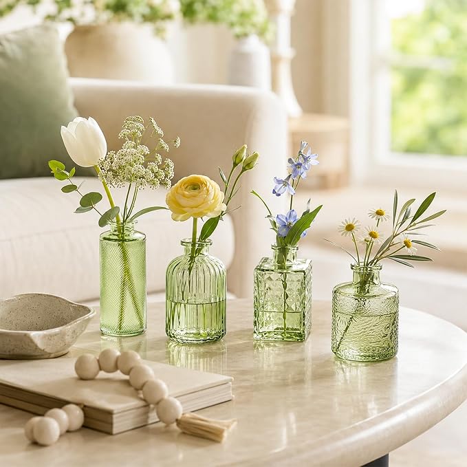 UPBUD Green Glass Bud Vases Set of 36, Small Vases - Image 8