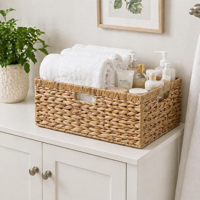 Large Wicker Basket, Water Hyacinth Wicker Storage Basket - Image 4
