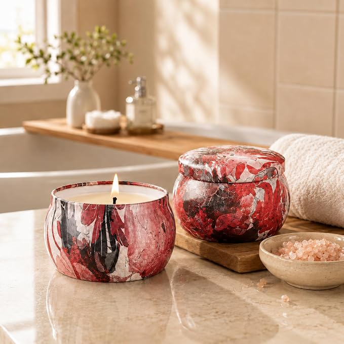 Scented Candles Gift Set for Women, 6 Pack Soy Wax Candle Set in Decorative Tins - Image 5