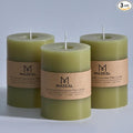 MOZEAL 3" x 4" Hand-Poured Unscented Olive Green Candle, Dripless Moss Green by MOZEAL
