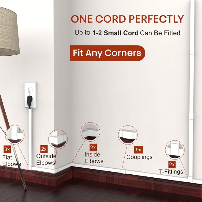 157in Cord Hider for 1-2 Wire, Self Adhesive One-Cord Channel Cable Concealer - Image 3