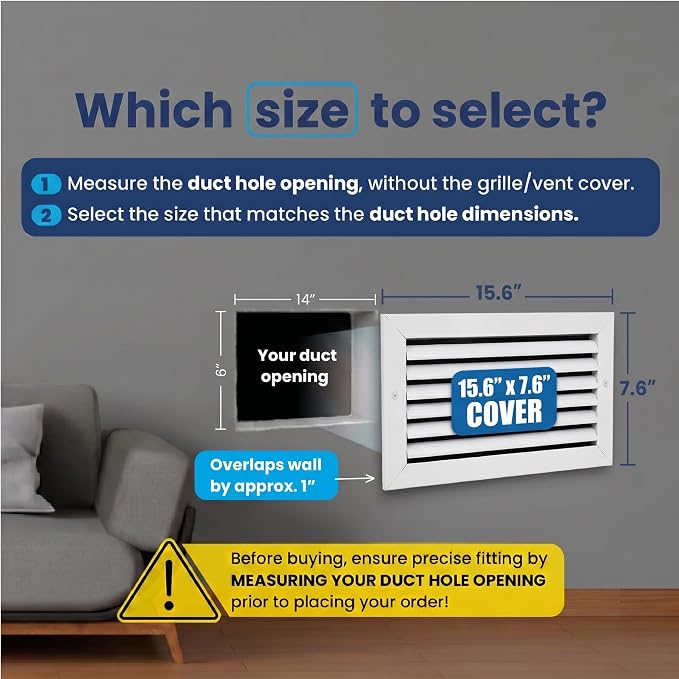 14x6 Aluminum Wall Ceiling Air Return Vent Cover HVAC Rustproof Grille - Image 2