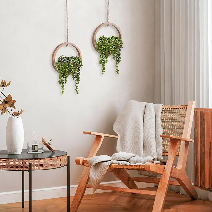 2 Pack Fake Plants Artificial Wall Hanging Succulents Plant | Boho Hanging - Image 9