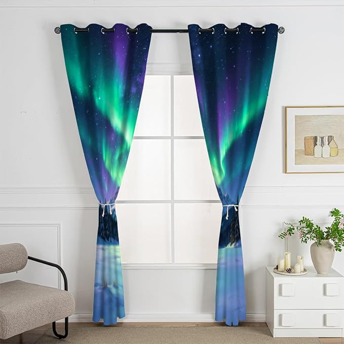 Japanese Style Curtains, Snow-Capped Mountains and ice Fields Blackout Curtains - Image 2