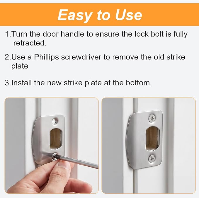 4 Universal Door Strike Plate Stainless Steel Latch Striker Plate | Round Corner - Image 4