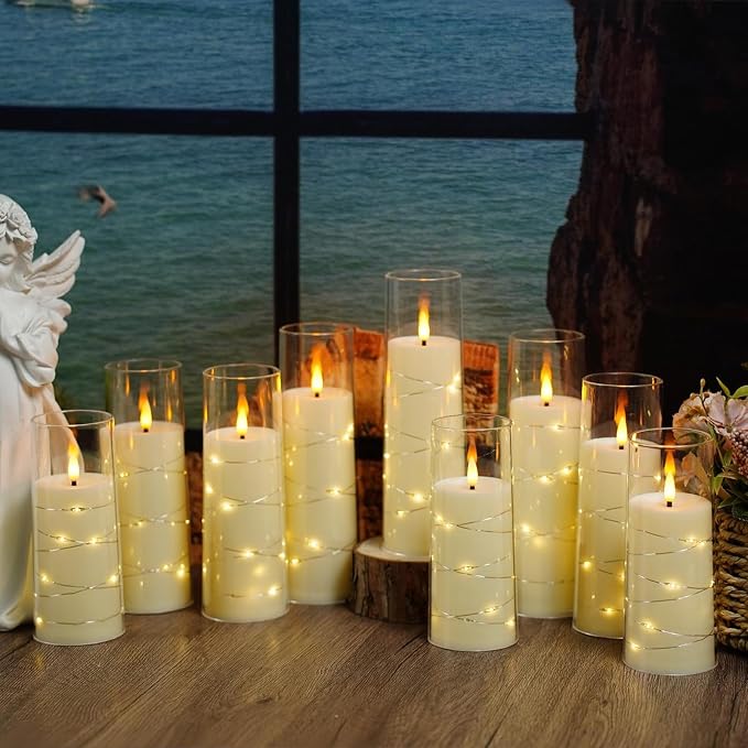 Nimiko Flickering Flameless LED Candles, Battery Operated Candles 9 Pcs - Image 6