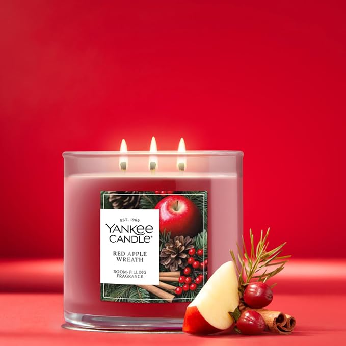 Yankee Candle Red Apple Wreath, Scented Candle, 14.5oz 3-Wick Candle Jar - Image 2