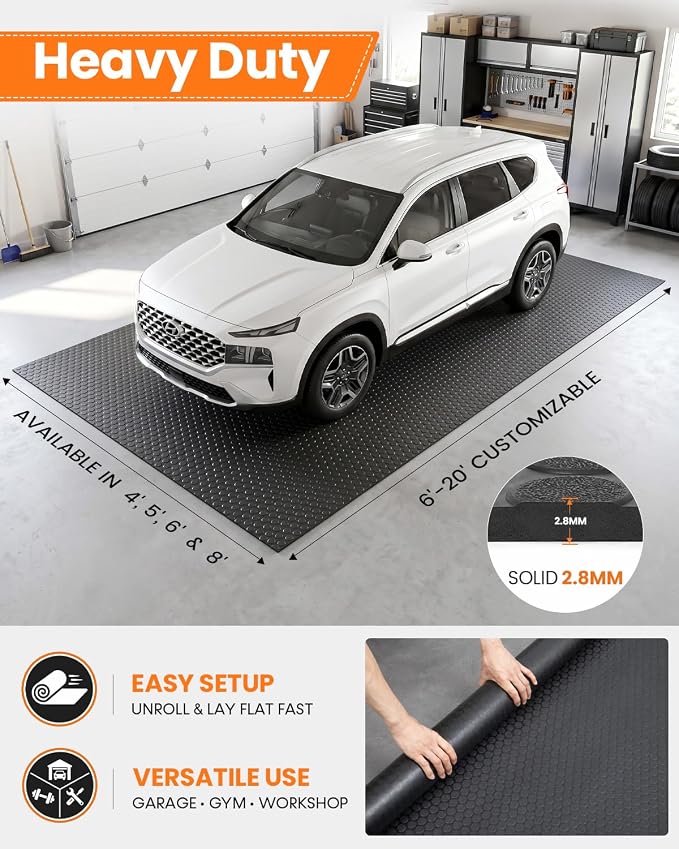 SEAL 6 x 15 FT Premium Garage Floor Mat, Solid 2.8mm Thick Lay-Flat Black - Image 2