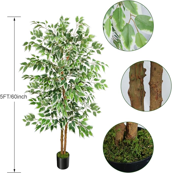 GTIDEA 5ft Ficus Tree Artificial, Tall Fake Tree - Image 2