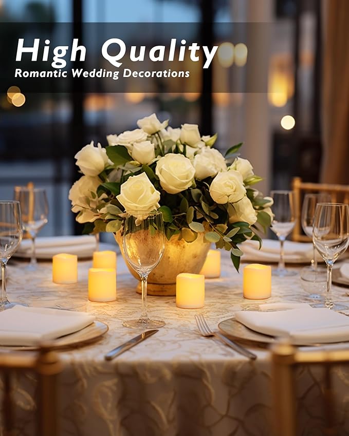 Homemory 24 Pack Ivory Flameless Flickering LED Votive Tealights Candles | - Image 4