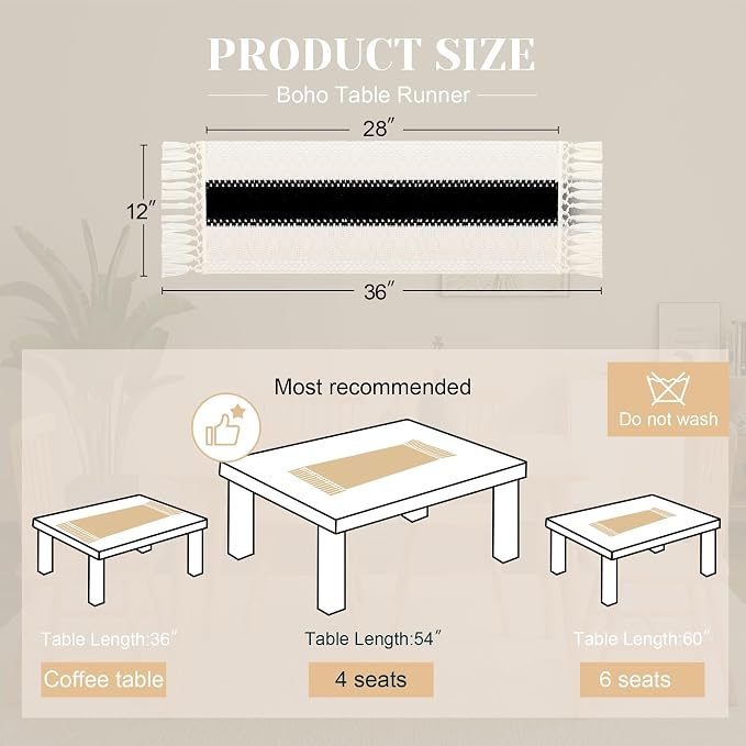 Farmhouse Table Runner for Home Decor 12x36 Black Fall Home Decor | 36Inches - Image 2