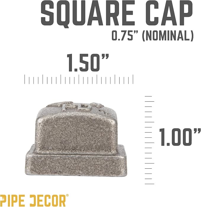PIPE DECOR Square Cap Fitting, 3/4 Inch, Shelving and Standard 3/4 Inch - Image 2
