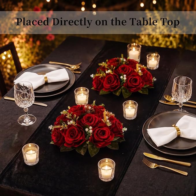 BLOSMON Rose Flower Balls for Table Centerpieces, Reusable | 9.5 Inch, Faux - Image 2
