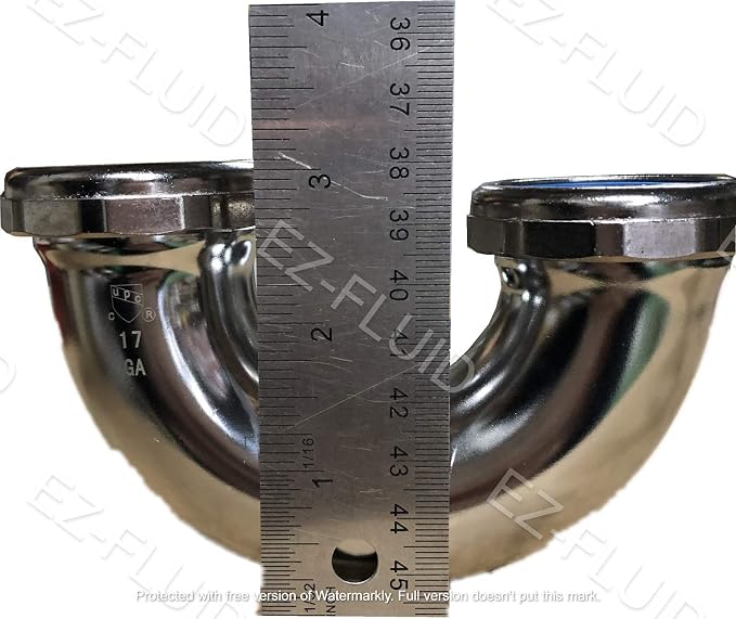 EZ-Fluid 1-1/2" Extra Low Profile Sink Trap J Bend Heavy Duty 17GA Brass - Image 2