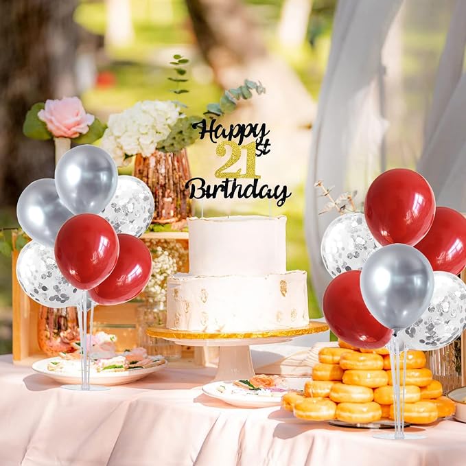 TONIFUL 4 Set Red Sliver Balloon Stand Balloon Centerpieces - Image 6