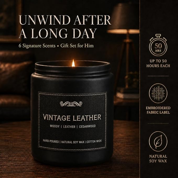 6 Pack Candles for Home Scented Aromatherapy Candles Gifts Set for Mens - Image 2