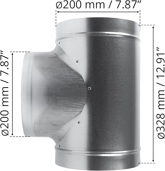 90° Degree Ø8 x 8 x 8 Inch T Shape Duct Splitter - Image 7