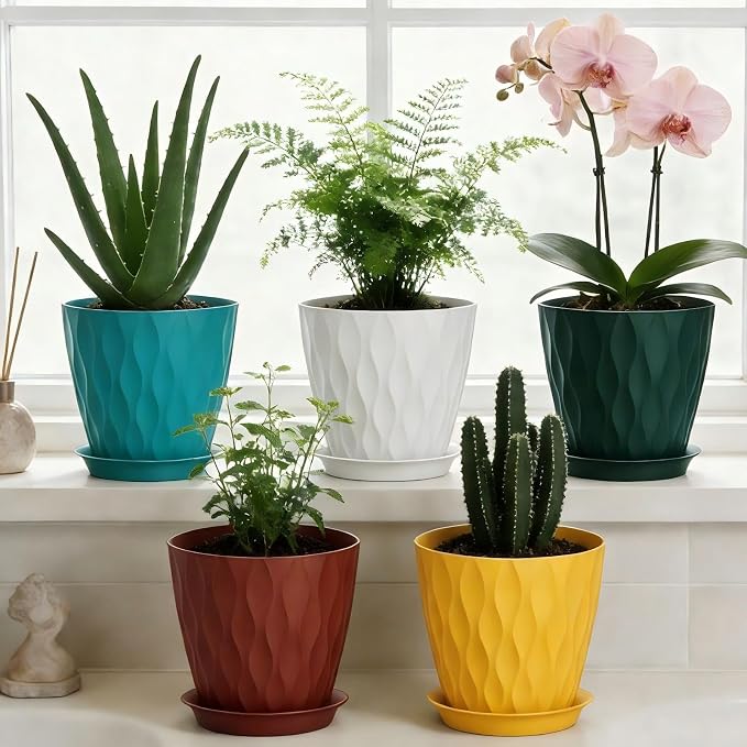 8 Inch Plastic Plant Pots, Planters - Image 7