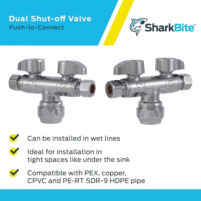 SharkBite Dual Shut Off Quarter-Turn Brass Ball Valve, 1/2 Inch Push to Connect - Image 4