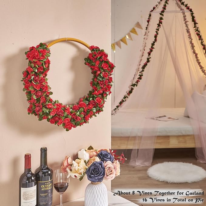 8Pcs x 8.2FT Artificial Flower Garland Floral Rose Vine Decor, Hanging Faux - Image 4