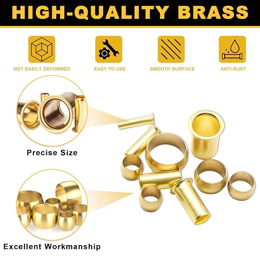 Siptenk 180PCS Brass Compression Sleeves Ferrules & Inserts - Image 3