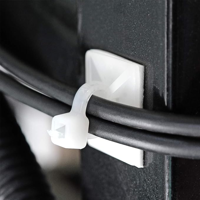 XHF 500 PCS 3/4" White Self Adhesive Cable Zip Tie Mounts Wire Cable Clips - Image 2
