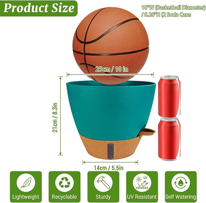 2 Pack 10 inch Plant Pots, Plastic Self Watering Planters | Drainage Holes - Image 7