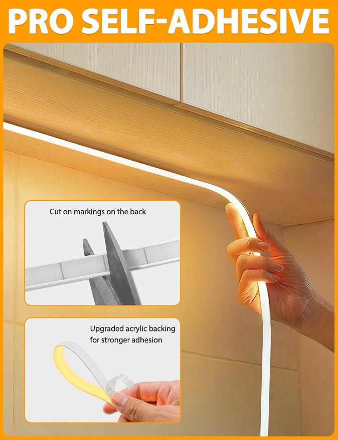 Lamomo COB LED Strip Lights Pro, 9.84Ft Warm White Dimmable Self-Adhesive Led - Image 4