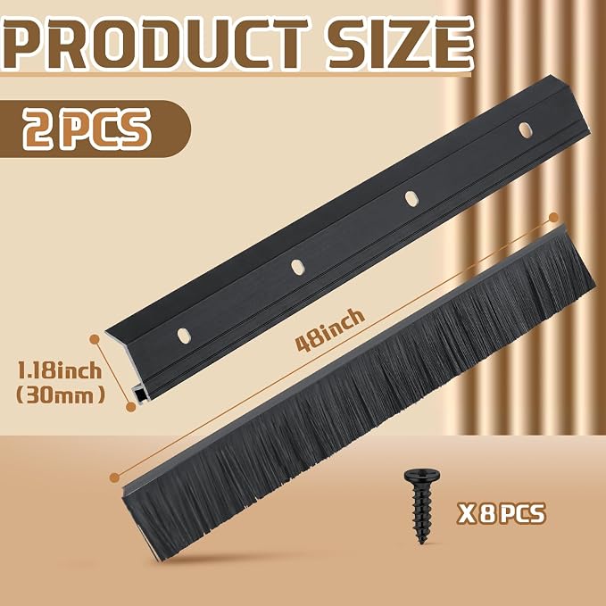 Hushee 2 Pack 48 Inches Brush Door Sweep - Image 2
