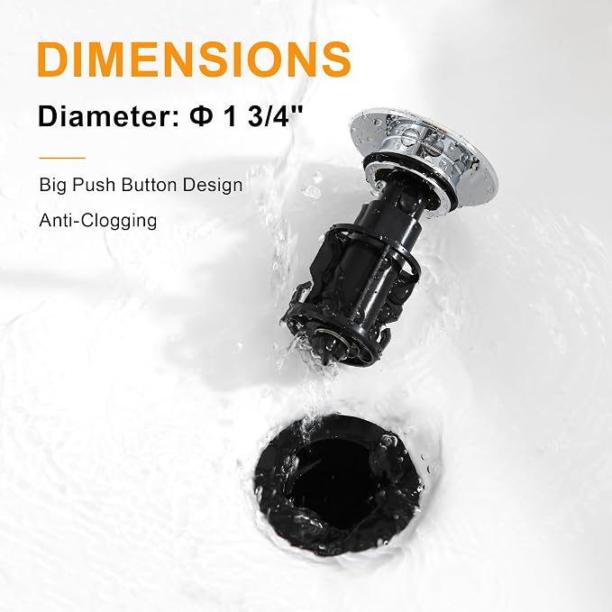 TIORIY Vessel Sink Drain Without Overflow, Bathroom Pop up Sink Drain Fit - Image 7
