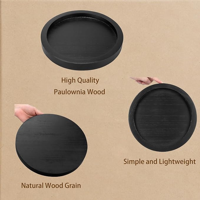 11 Inches Round Wooden Tray Decor, Round Wood Tray - Image 3