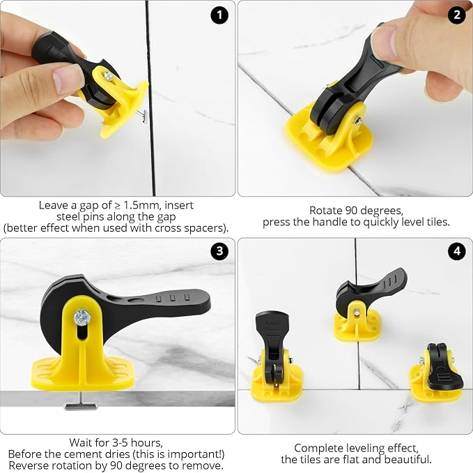 QWORK Tile Leveling System Kit, Floor Leveling Compounds 1/8", Steel Pin Tlie - Image 6