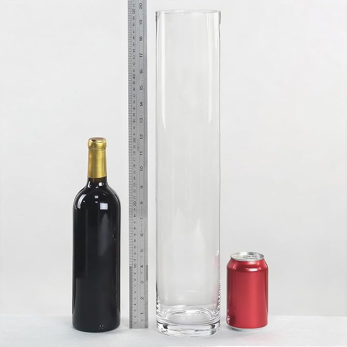 CYS Excel Clear Glass Cylinder Vase | Multiple Size Choices Glass Flower Vase - Image 3