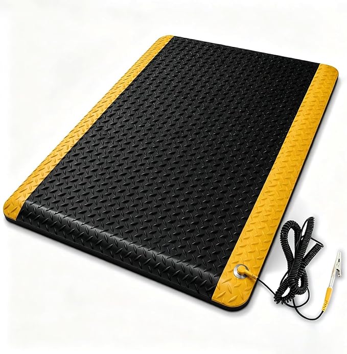 3' x 5' ESD Anti-Fatigue Conductive Mat, Durable Heavy Duty Diamond Plate by BROADIHOME