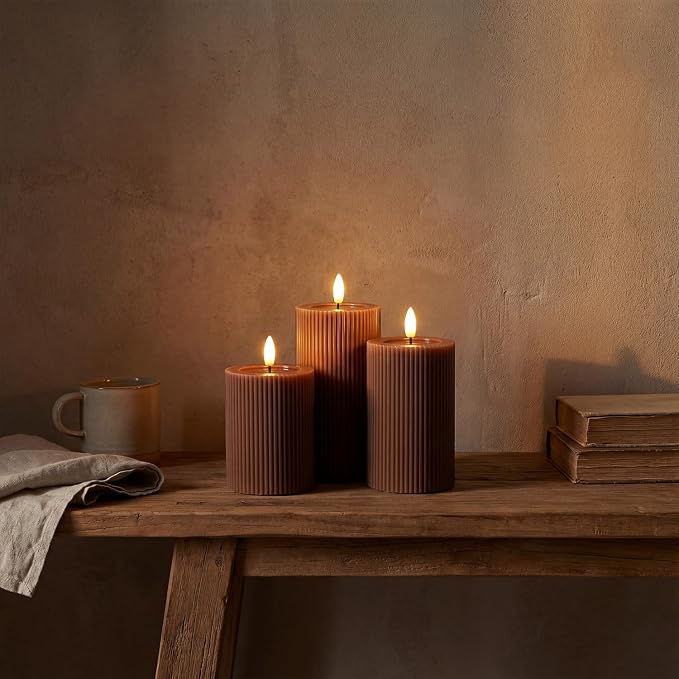 Fluted Ribbed LED Pillar Candles, - Image 8