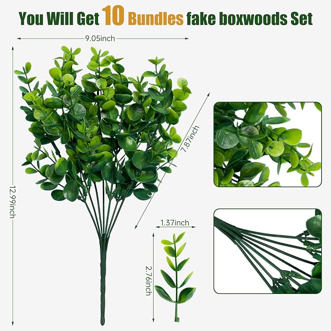 Lnoicy Artificial Greenery Plants Outdoor UV Resistant Fake Plants Boxwood - Image 2