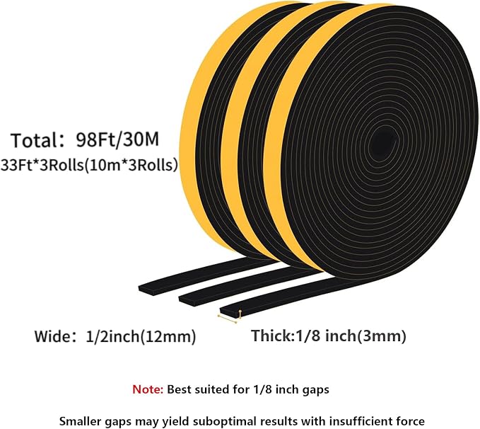 Thin Low Profile Foam Seal for Windows & Small Gaps, 98Ft Bulk Pack | Thin & - Image 6